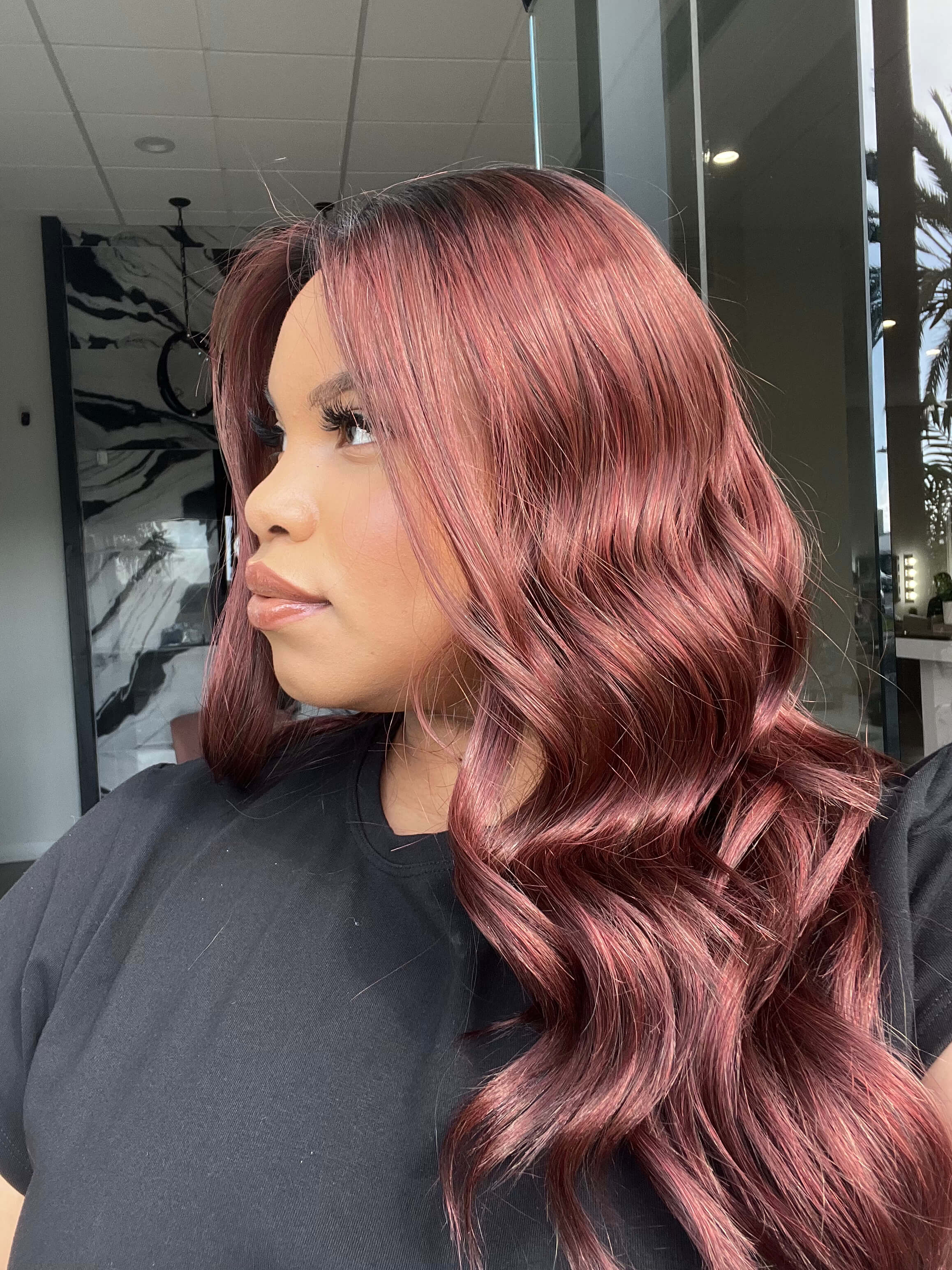 22" Reese Silk Top Wig Merlot Red w/ Full Rooting - Image 4