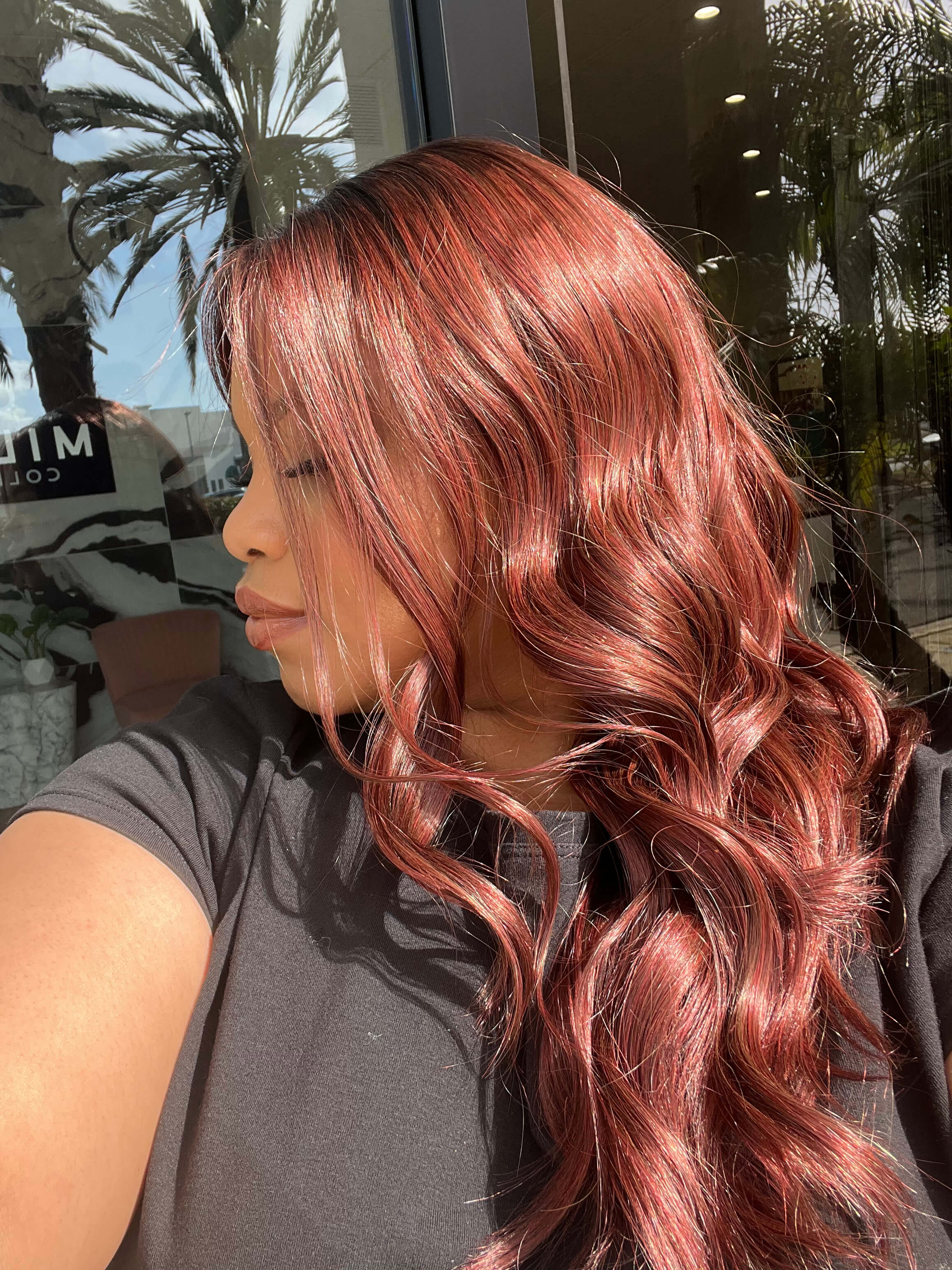 22" Reese Silk Top Wig Merlot Red w/ Full Rooting - Image 6