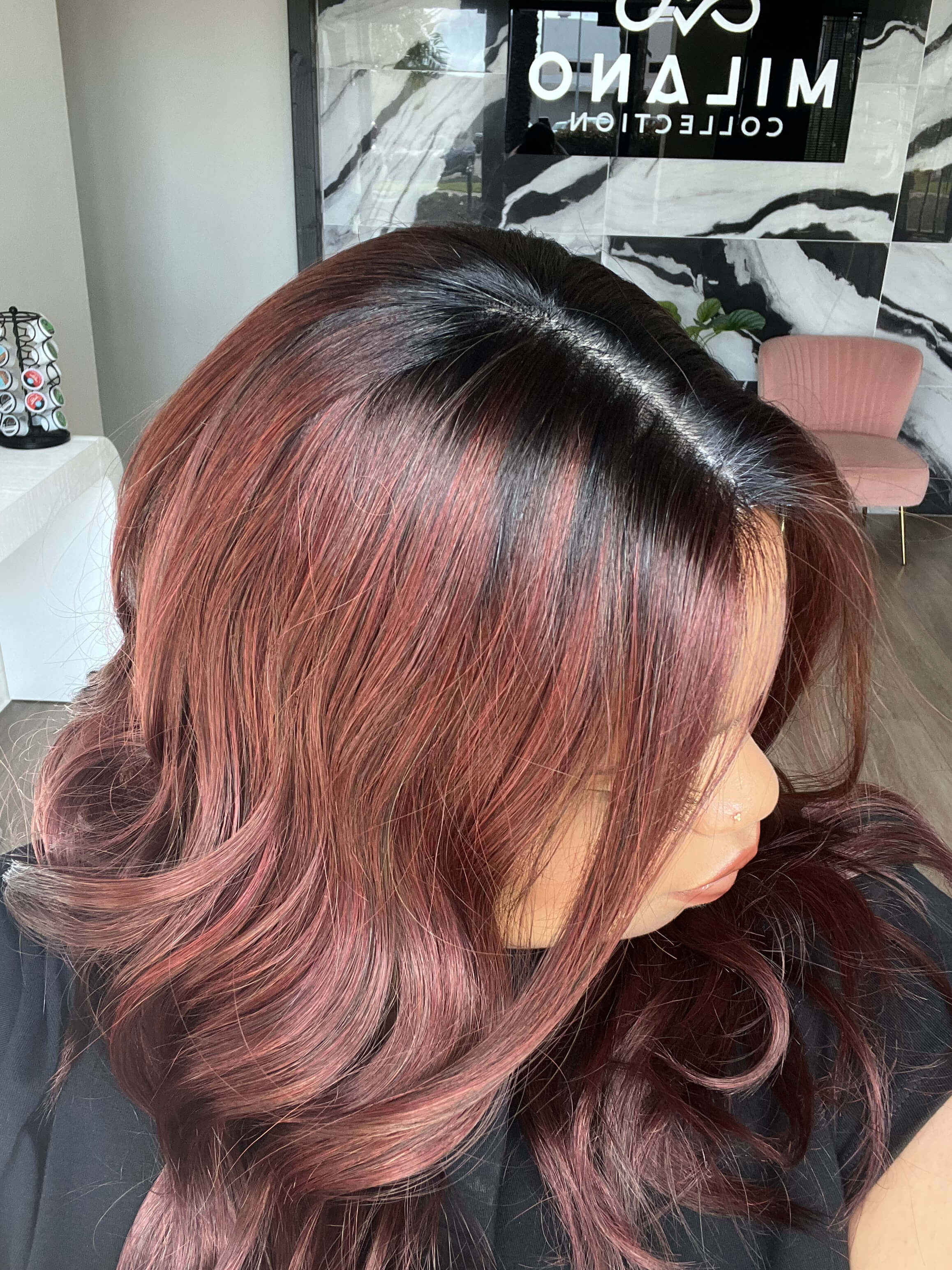 22" Reese Silk Top Wig Merlot Red w/ Full Rooting - Image 9