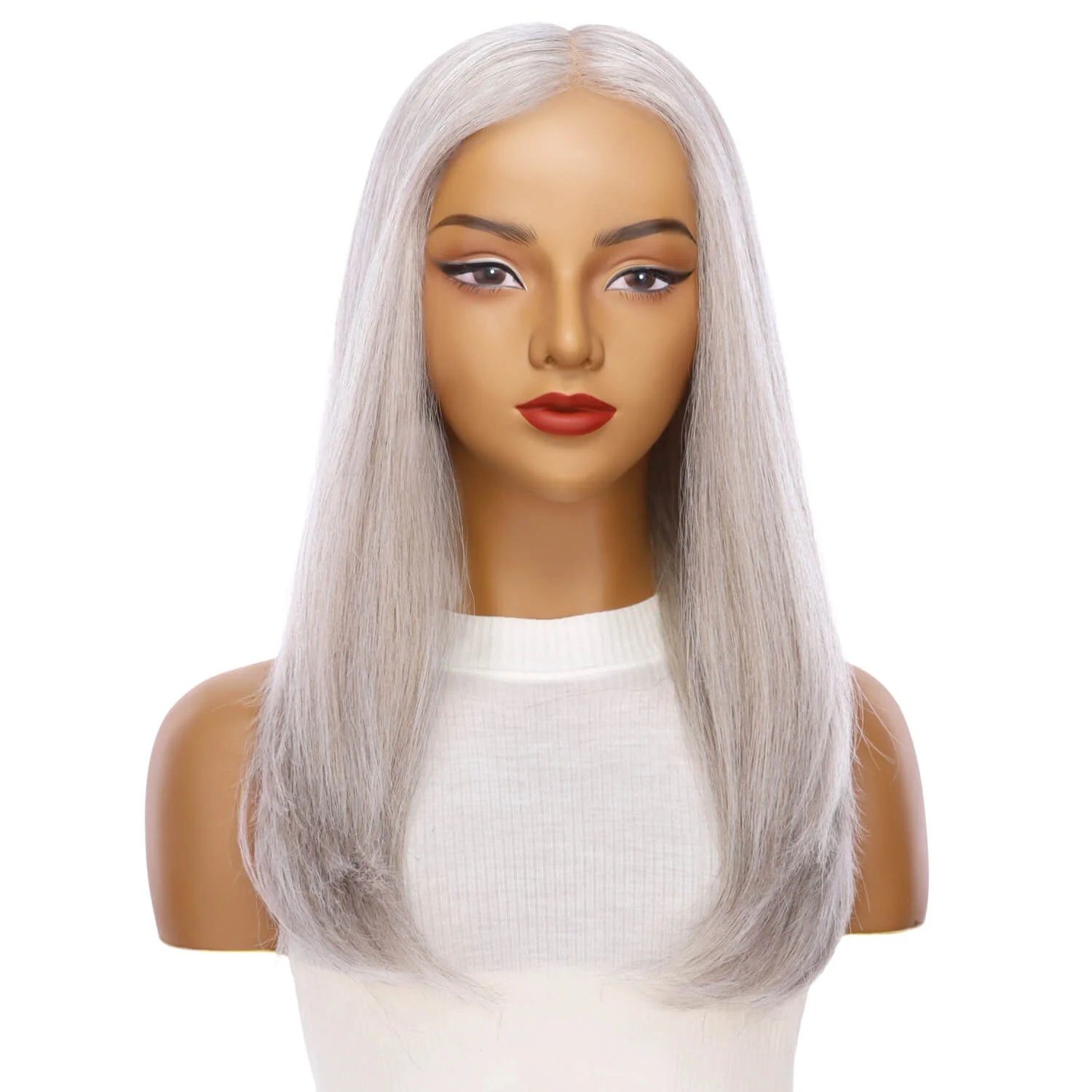 22" Reese Silk Top Wig Snow Grey - Image 2