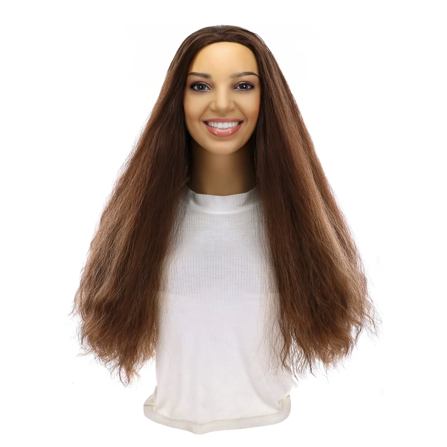 24" 3/4 Bandfall Wig Medium Brown Balayage Wavy - Image 2