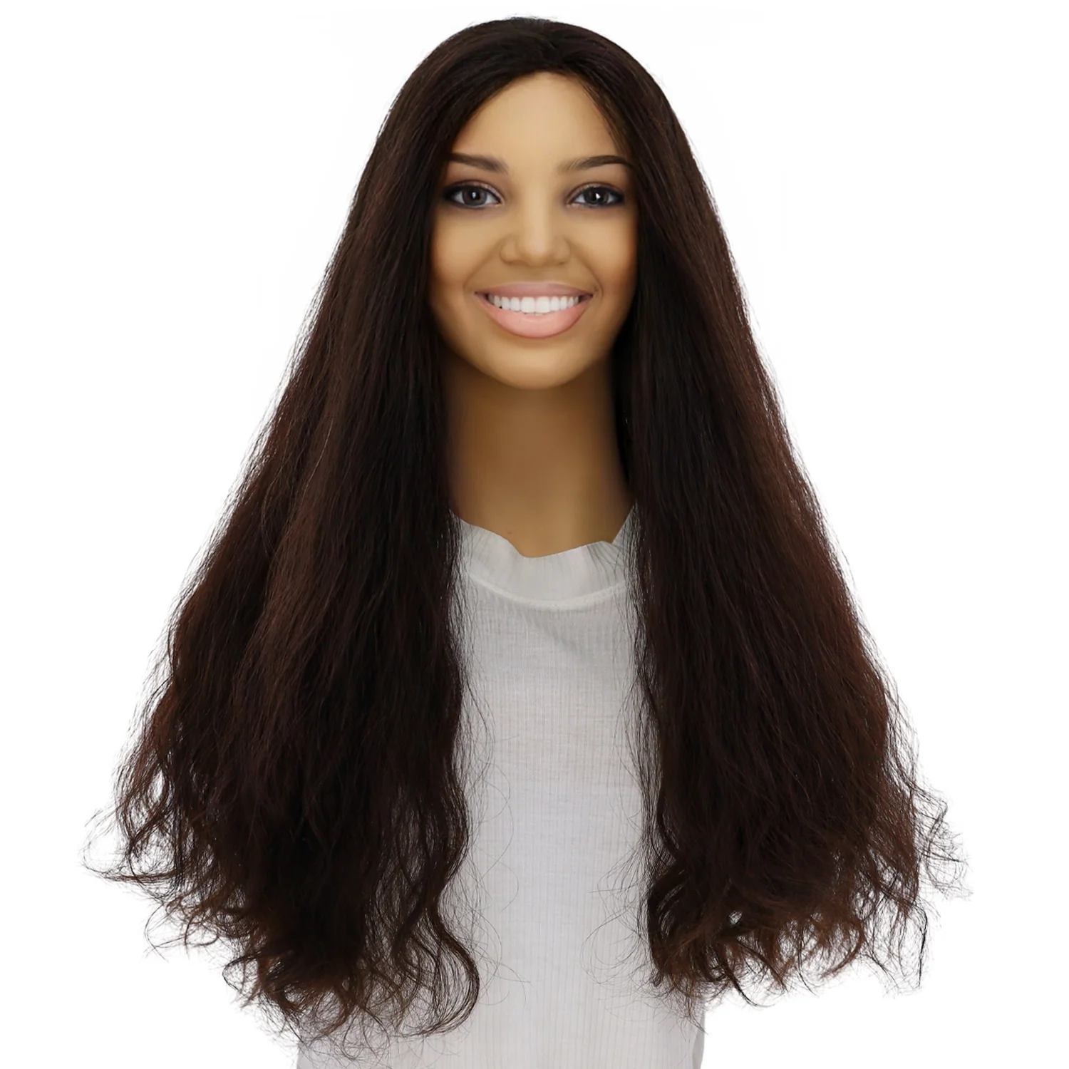 24" 3/4 Bandfall Wig Natural Black Wavy - Image 2