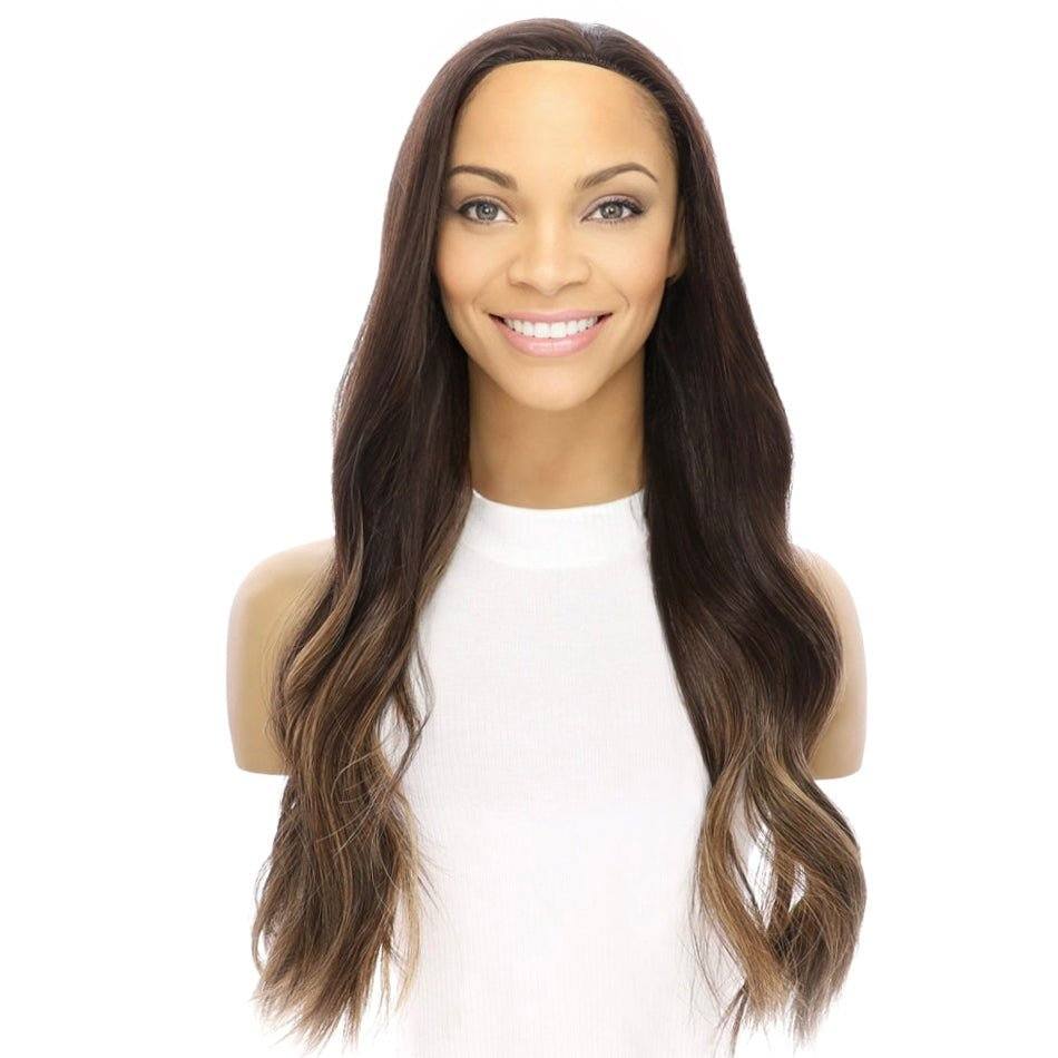 24" 3/4 Bandfall Wig Dark Brown Balayage - Image 3