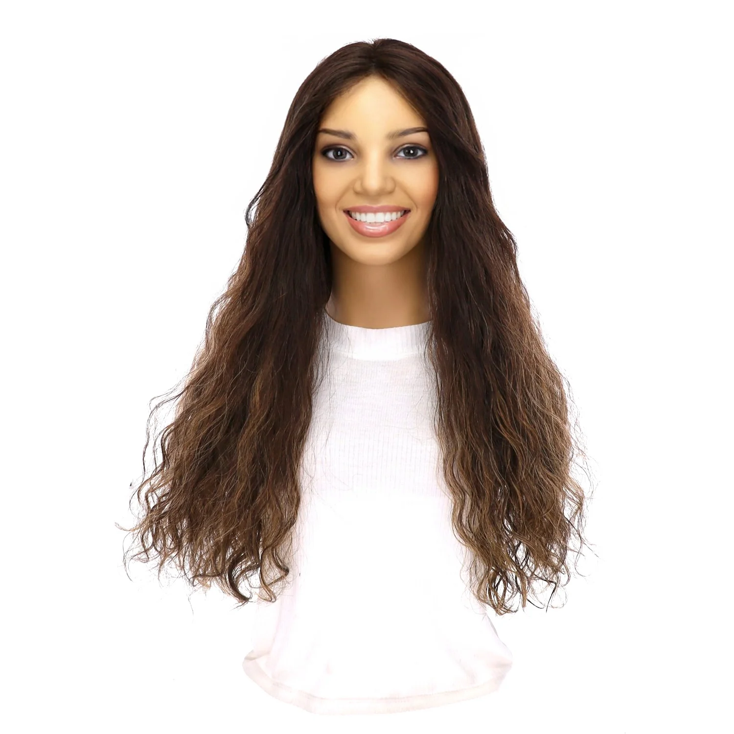 24" Divine Lace Top Topper Dark Brown Balayage Wavy - Image 2