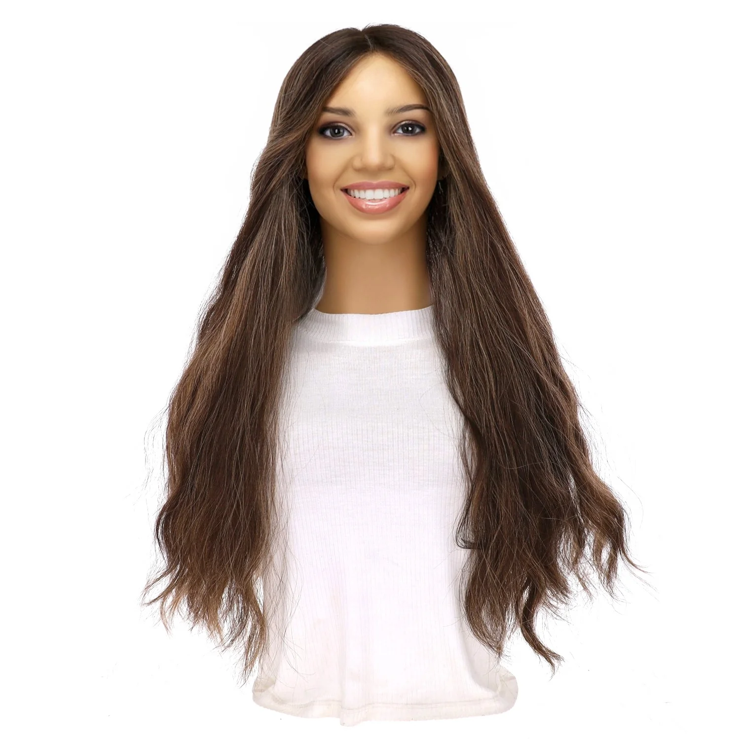 24" Divine Lace Top Topper Dark Brown w/ Highlights Wavy - Image 2