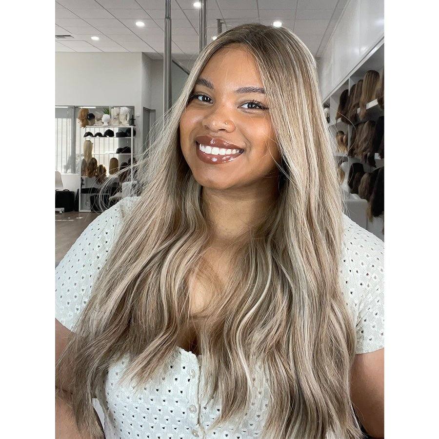 24" Divine Lace Top Wig Ashy Blonde w/ Highlights - Image 2