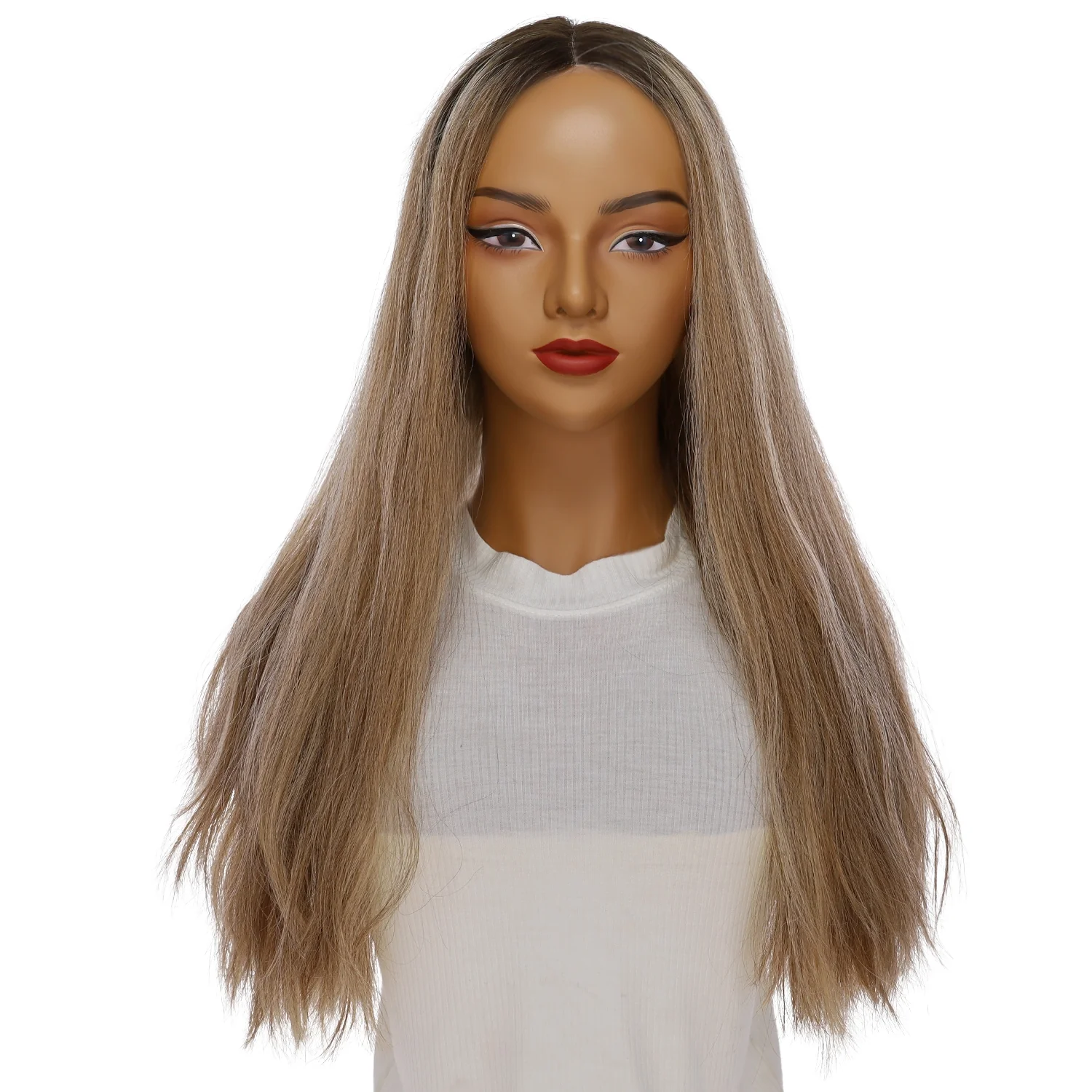 24" Divine Lace Top Wig Ashy Blonde w/ Highlights Wavy - Image 2