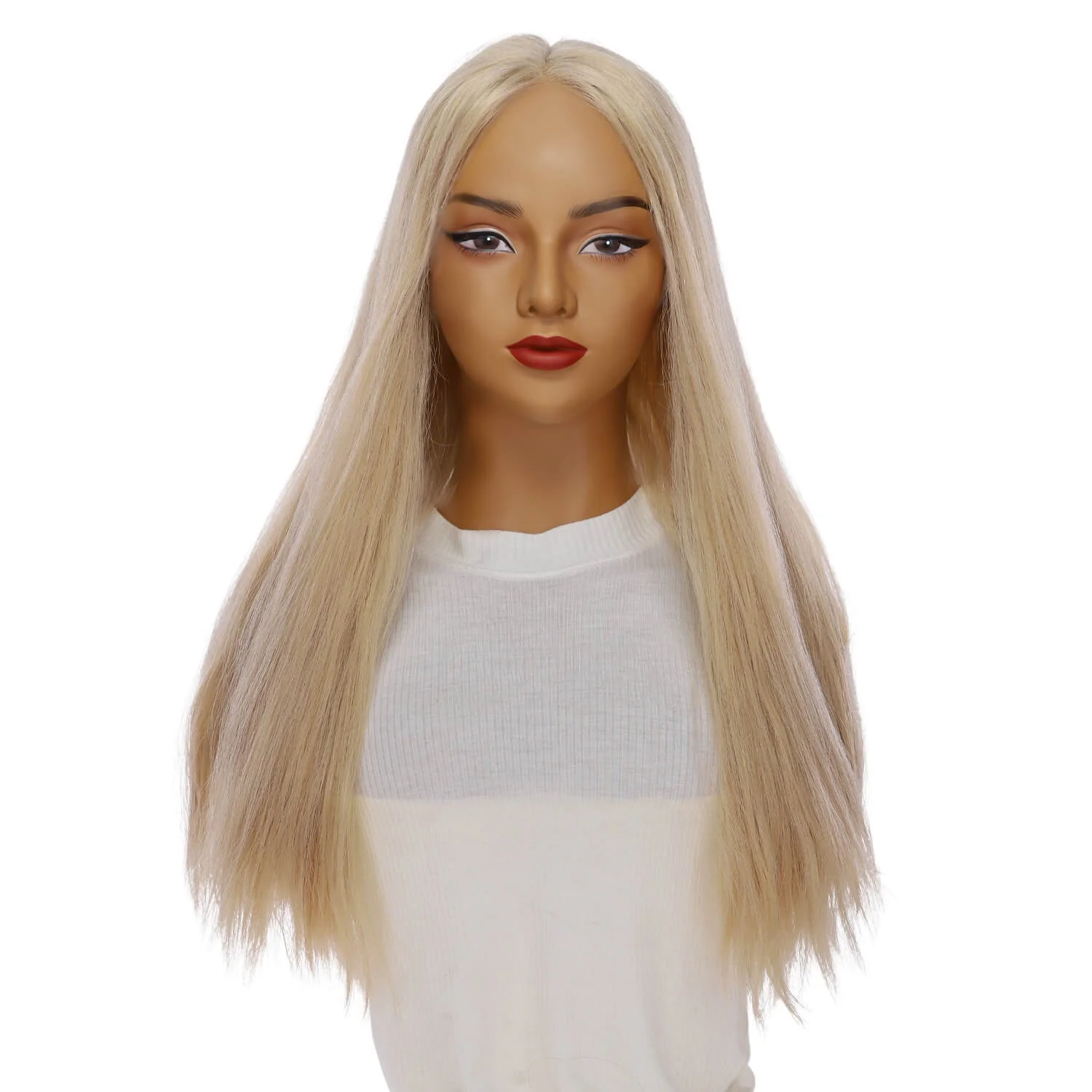 24" Divine Lace Top Wig Beige Blonde w/ No Rooting Wavy - Image 2
