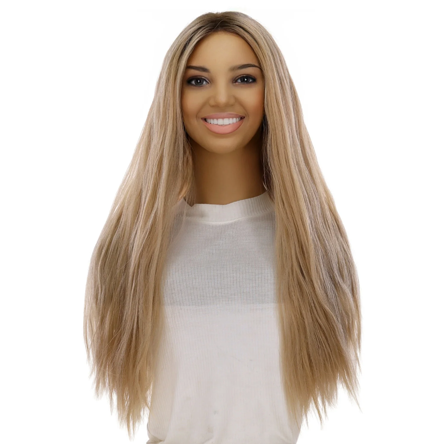24" Divine Lace Top Wig Beige Blonde Wavy - Image 2