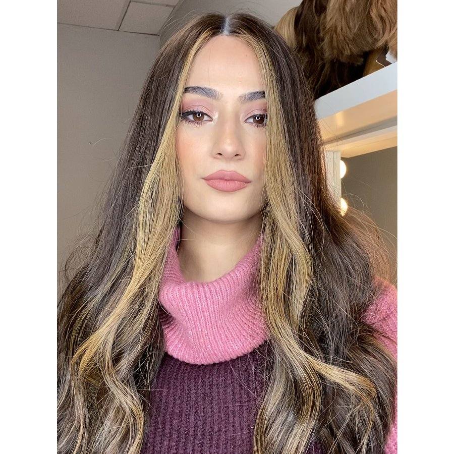 24" Divine Lace Top Wig Dark Brown w Balayage - Image 3