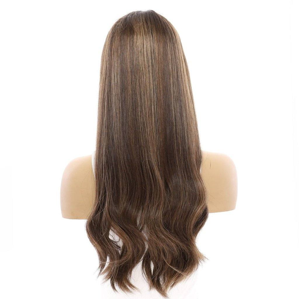 24" Divine Lace Top Wig Dark Brown w/ Highlights - Image 3