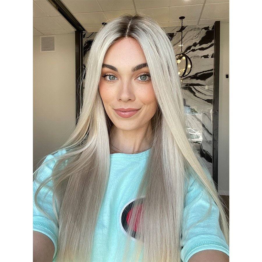 24" Divine Lace Top Wig Ice Blonde w/ Partial Rooting - Image 2
