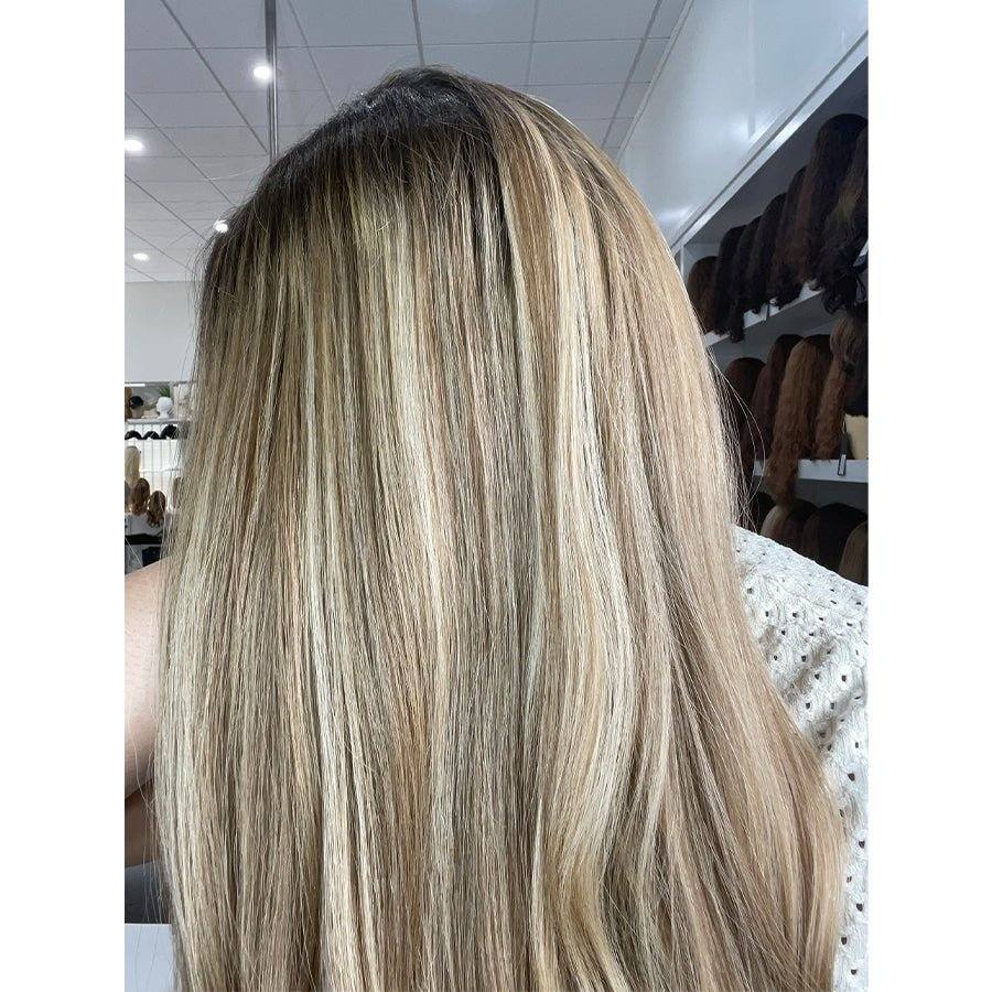 24" Divine Lace Top Wig Medium Blonde w/ Highlights & Full Rooting - Image 2