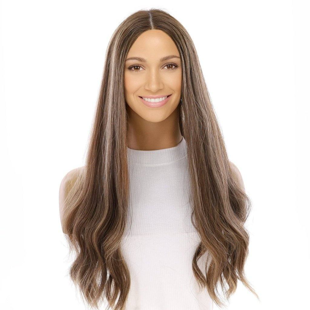 24" Divine Lace Top Wig Medium Brown w/ Highlights - Image 2