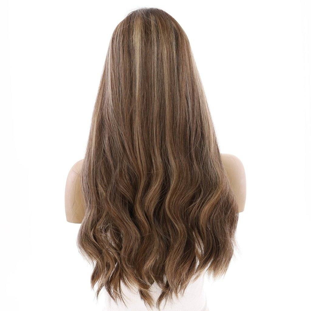 24" Divine Lace Top Wig Medium Brown w/ Highlights - Image 3