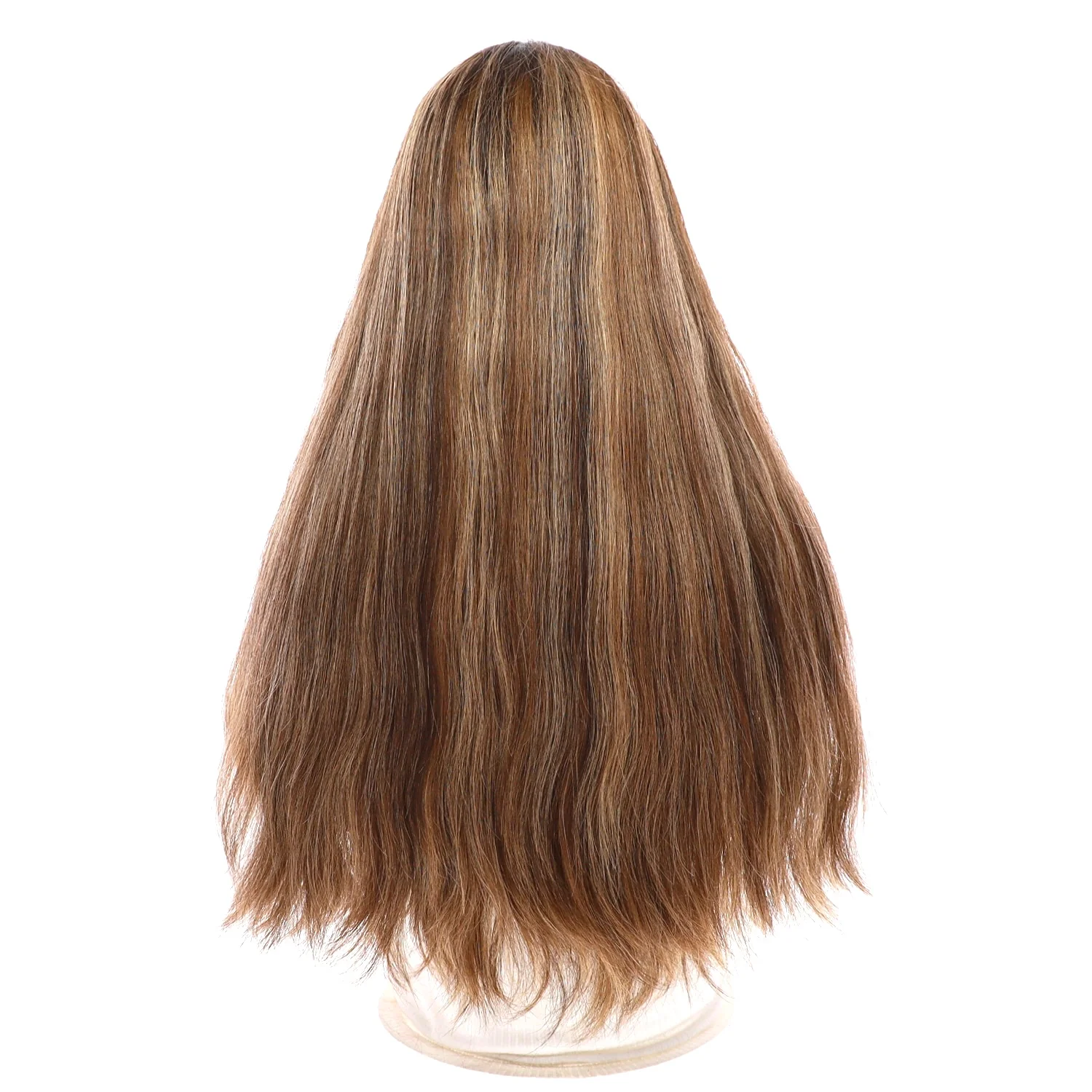 24" Divine Lace Top Wig Medium Brown w/ Highlights Slightly Wavy - Image 3
