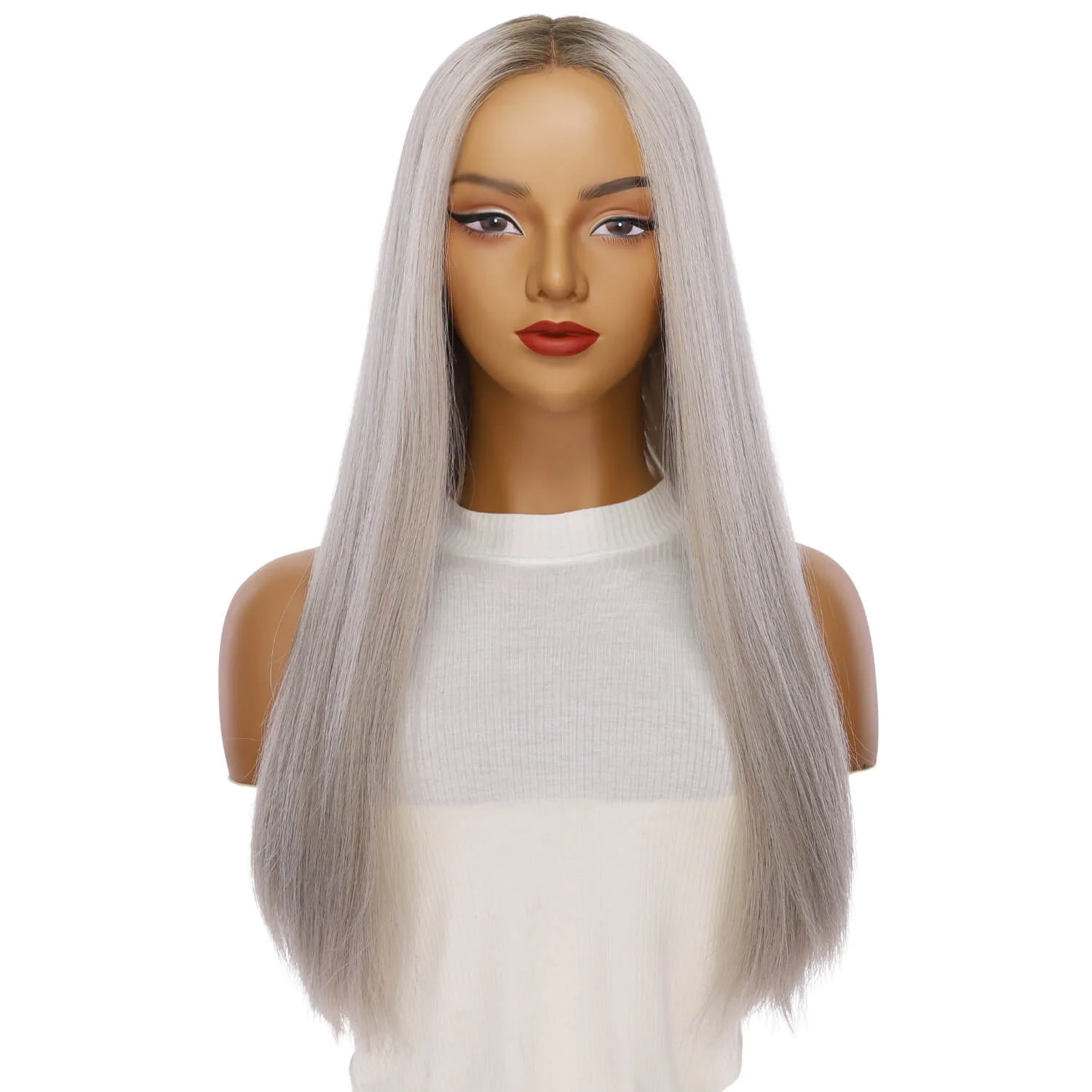 24" Divine Lace Top Wig Silver Smoke - Image 2
