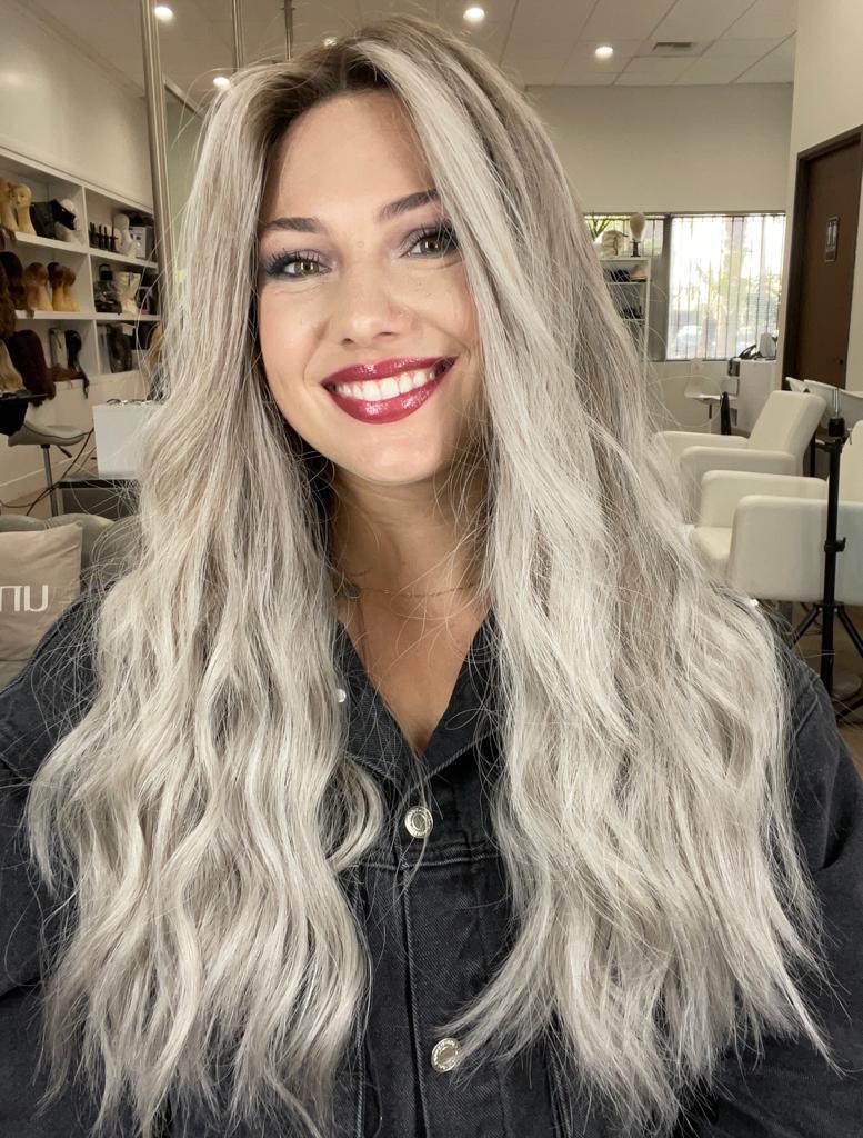 24" Divine Lace Top Wig Silver Smoke w/ Reverse Balayage - Image 2