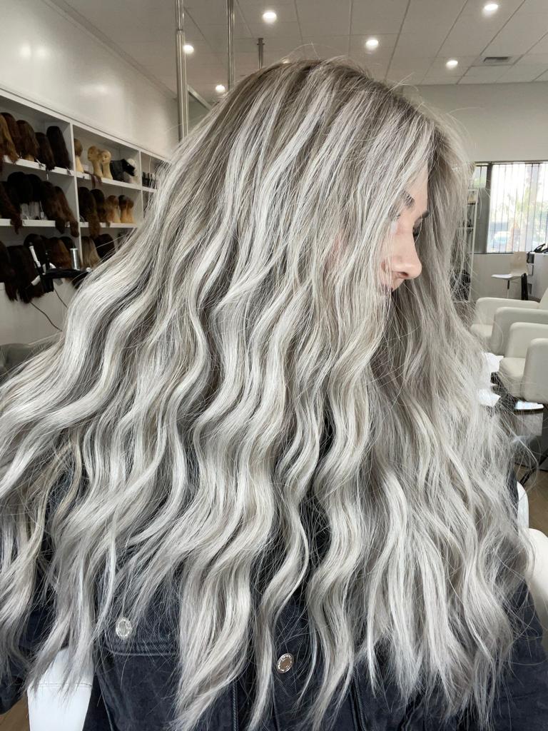 24" Divine Lace Top Wig Silver Smoke w/ Reverse Balayage - Image 4