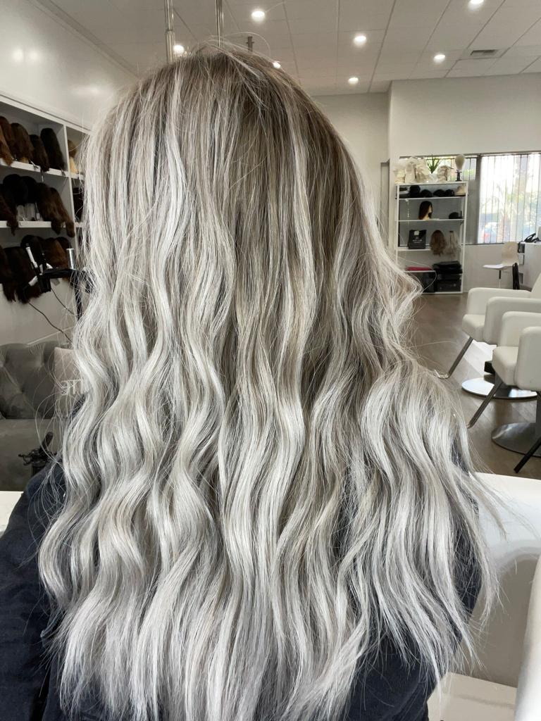 24" Divine Lace Top Wig Silver Smoke w/ Reverse Balayage - Image 6