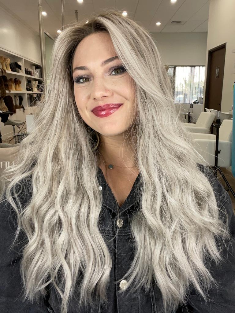 24" Divine Lace Top Wig Silver Smoke w/ Reverse Balayage - Image 7