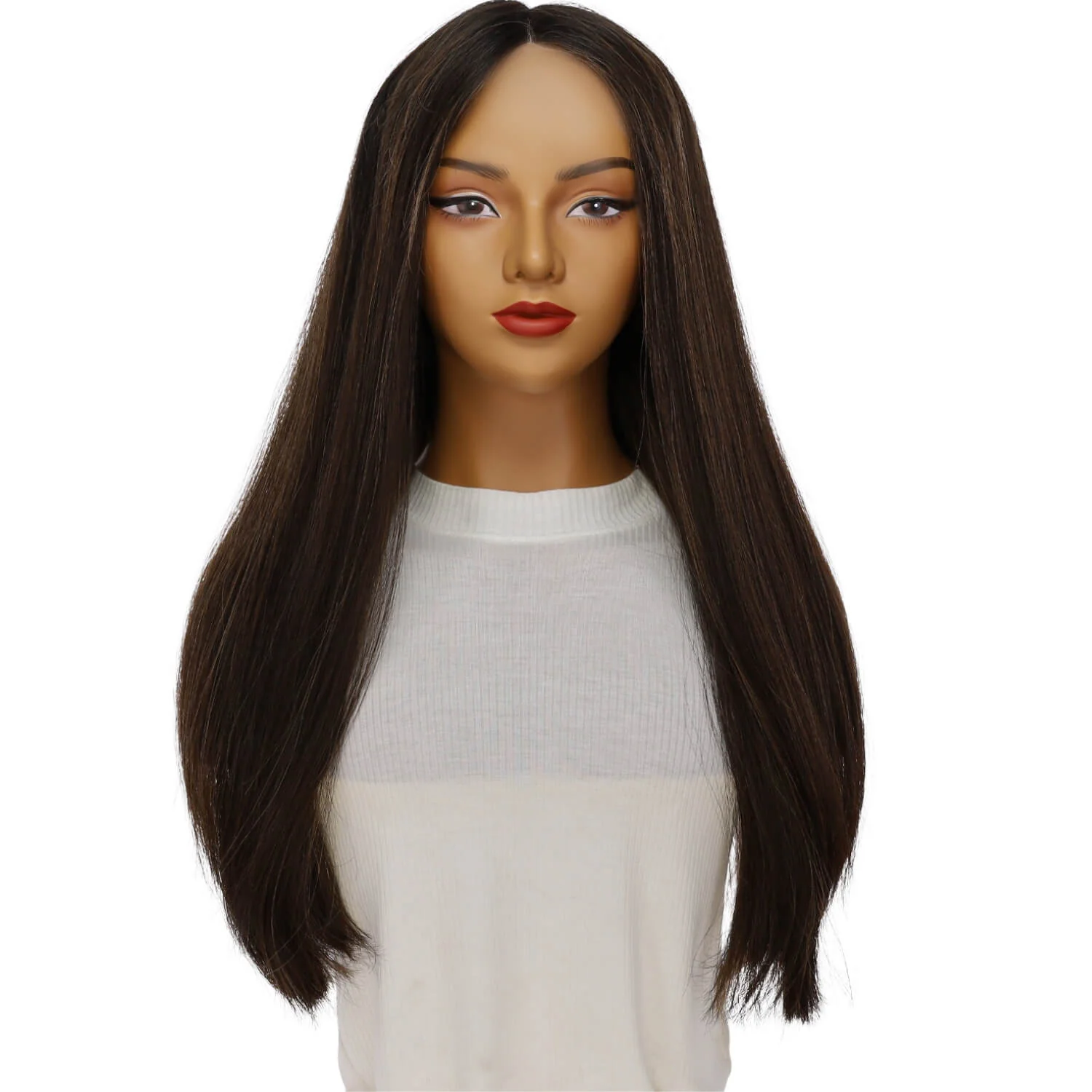 24" Divine Lace Top Wig Soft Black w/ Highlights - Image 2