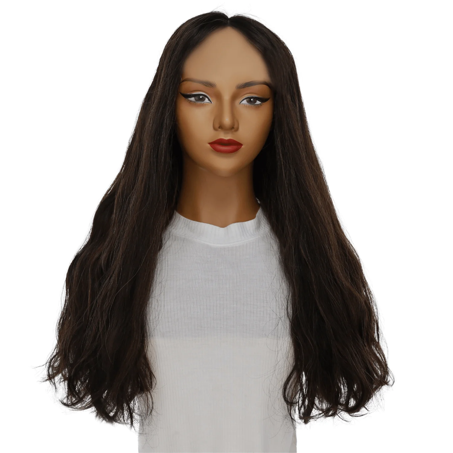 24" Divine Lace Top Wig Soft Black w/ Highlights Wavy - Image 2