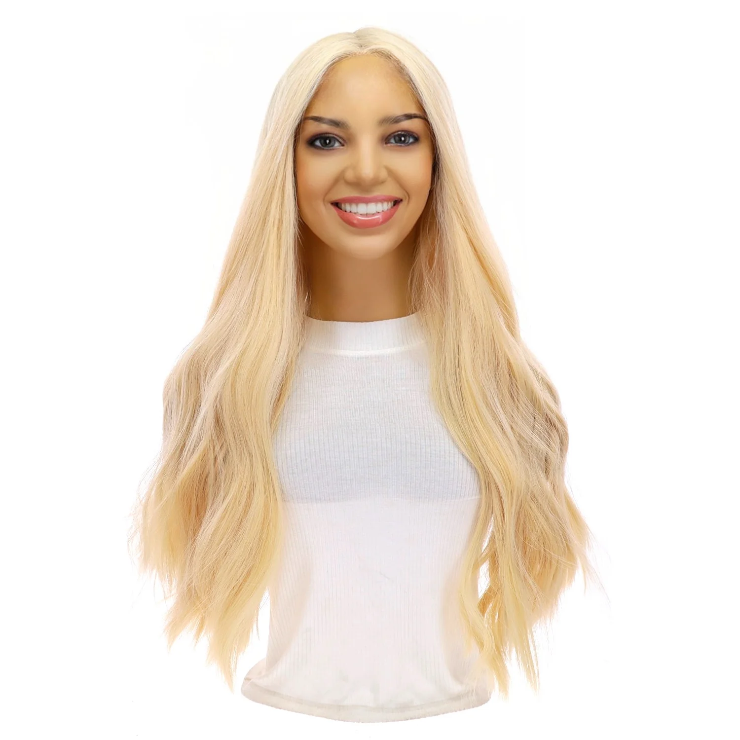 24" Divine Lace Top Wig Warm Platinum Blonde w/ No Rooting - Image 2