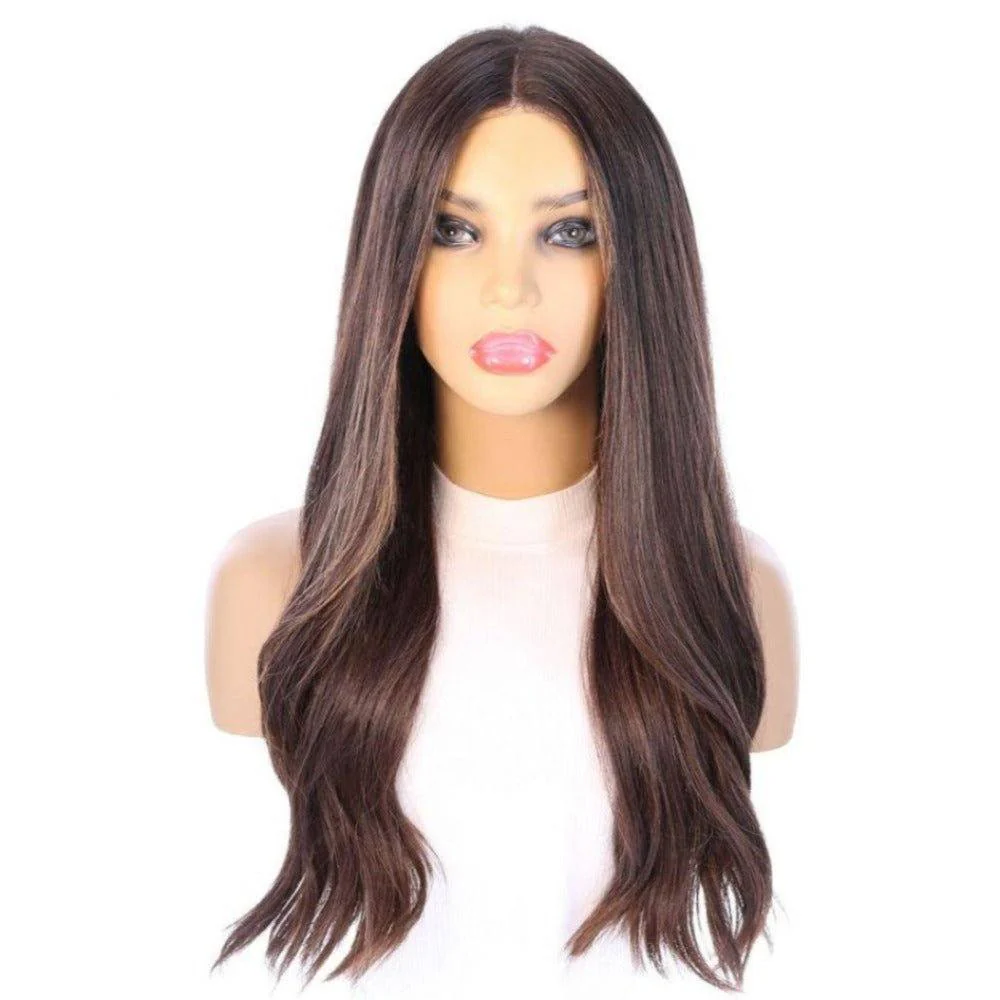 24" Divine Luxe Lace Top Wig #Dark Brown w/ Balayage - Image 2