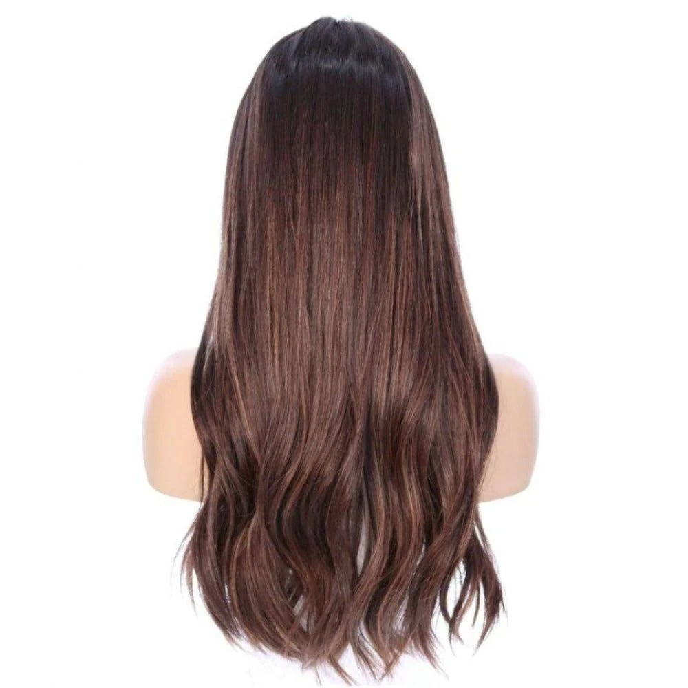 24" Divine Luxe Lace Top Wig #Dark Brown w/ Balayage - Image 3