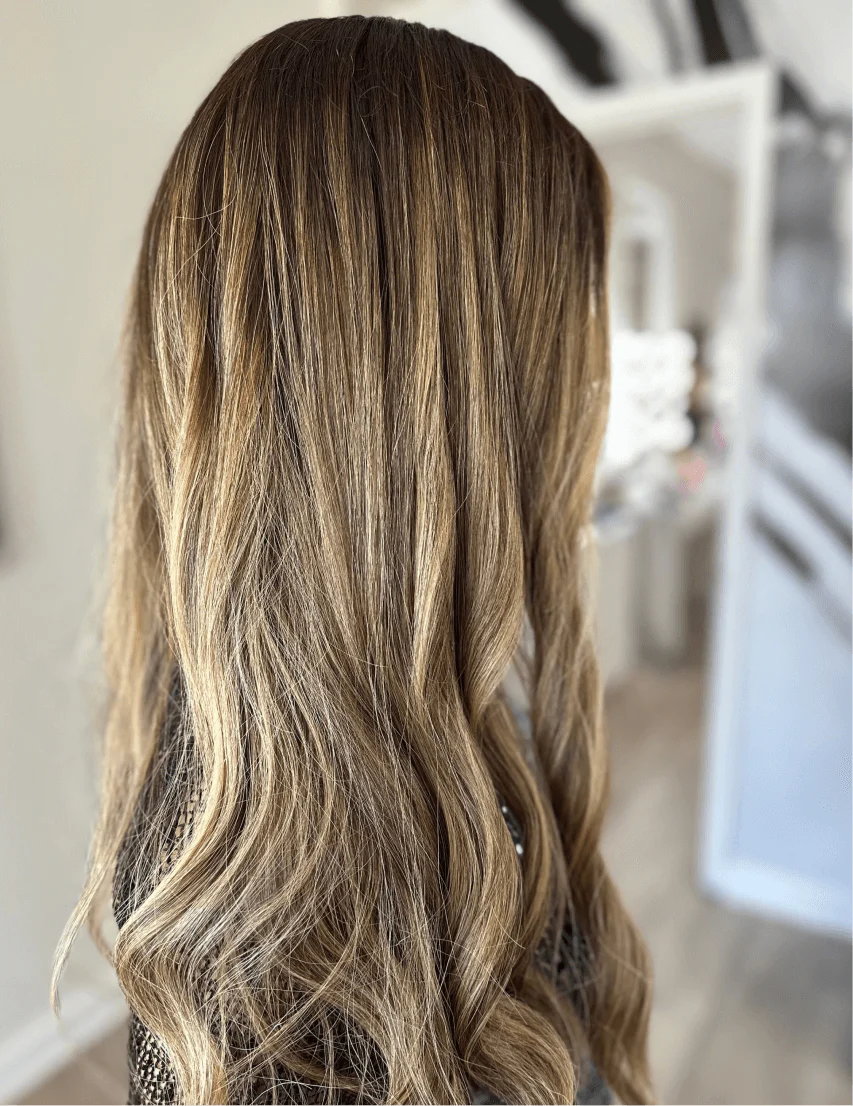 24" Divine Luxe Lace Top Wig #4 Dark Brown w/ Balayage Color Service - Image 3