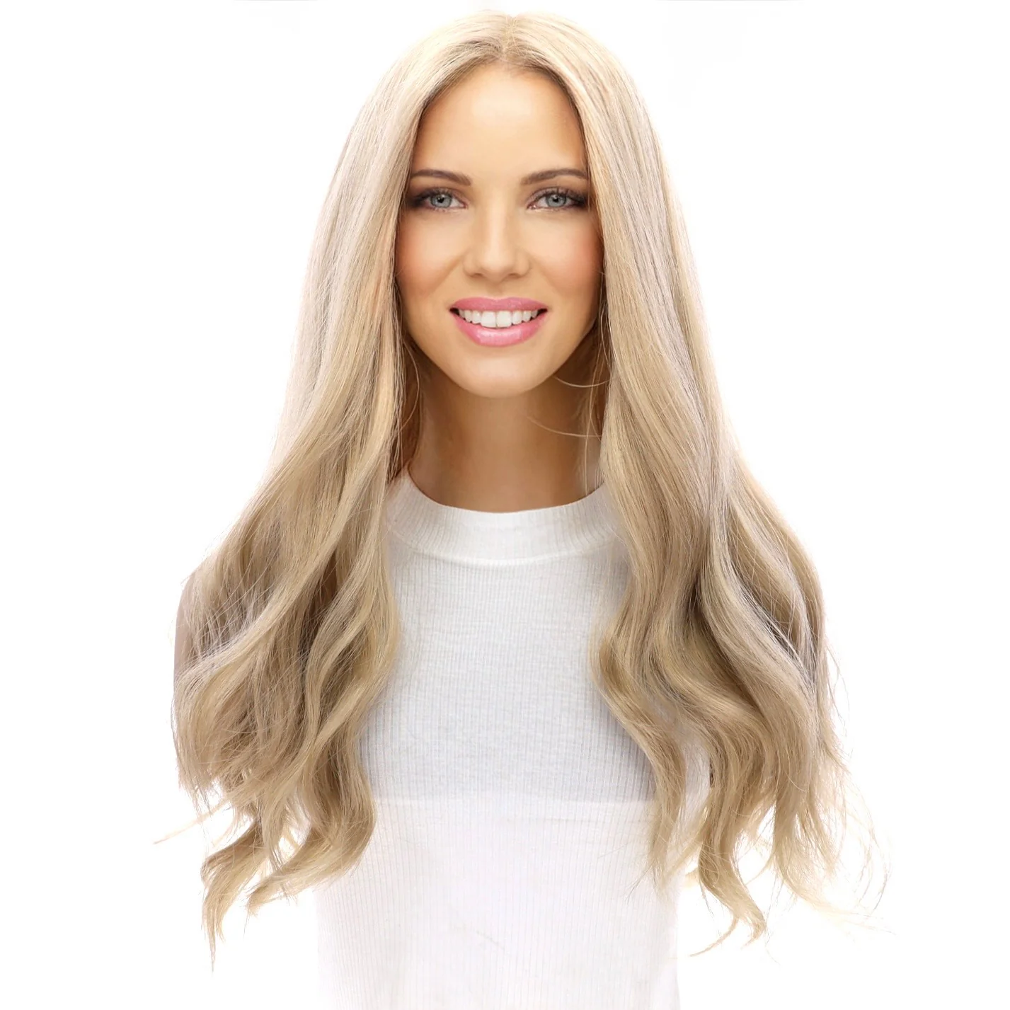 24" Gisele Silk Top Wig Beige Blonde w/ No Rooting - Image 2
