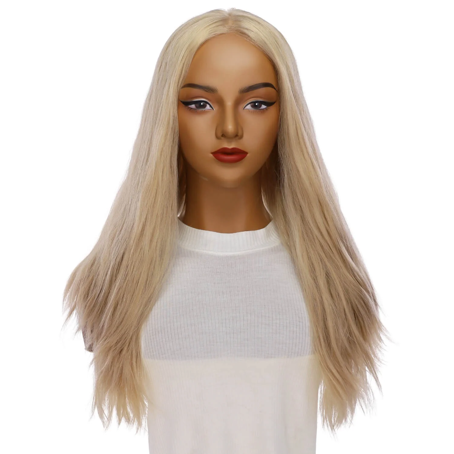 24" Gisele Silk Top Wig Beige Blonde w/ No Rooting Wavy - Image 2