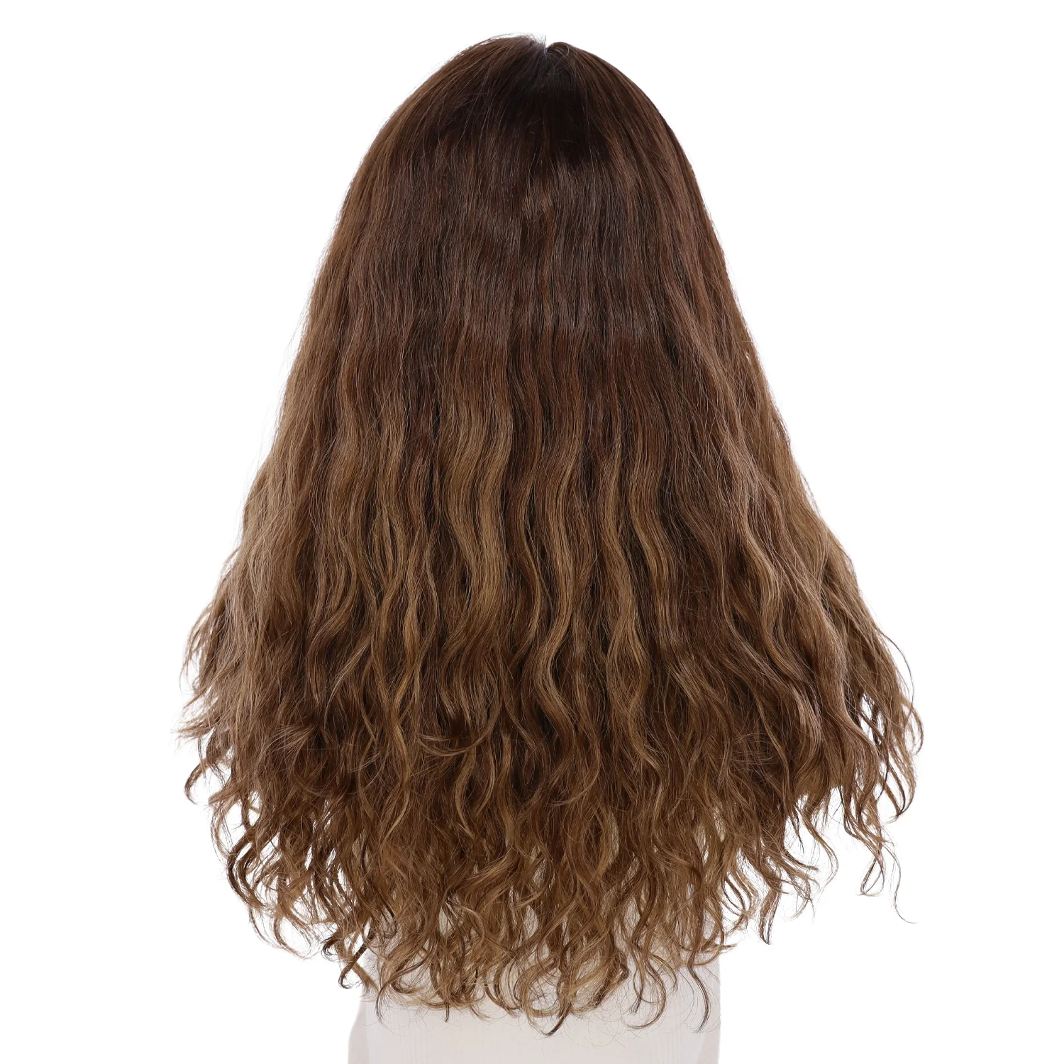 24" Gisele Silk Top Wig Medium Brown Balayage Wavy - Image 3