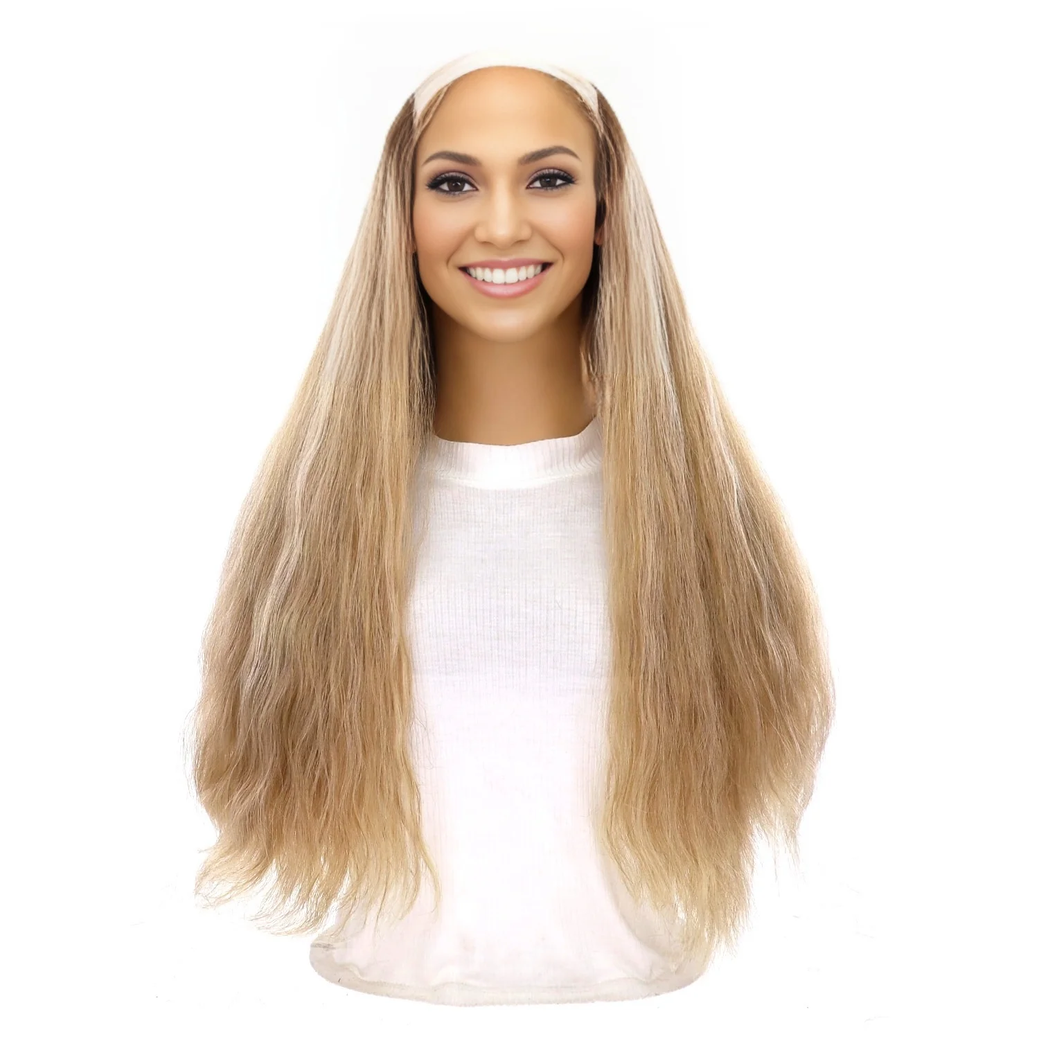 24" HatFall Wig Ash Blonde Wavy - Image 2
