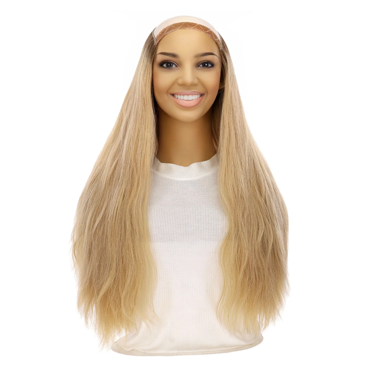 24" HatFall Wig Golden Blonde Wavy - Image 2