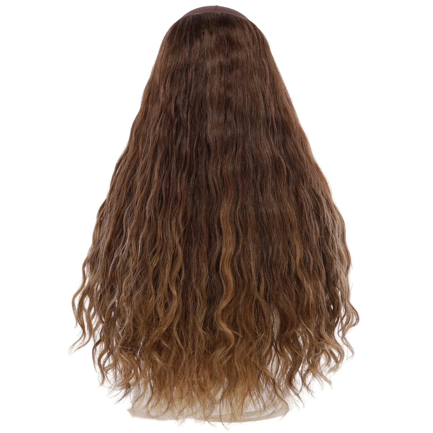 24" HatFall Wig Medium Brown Balayage Wavy - Image 3