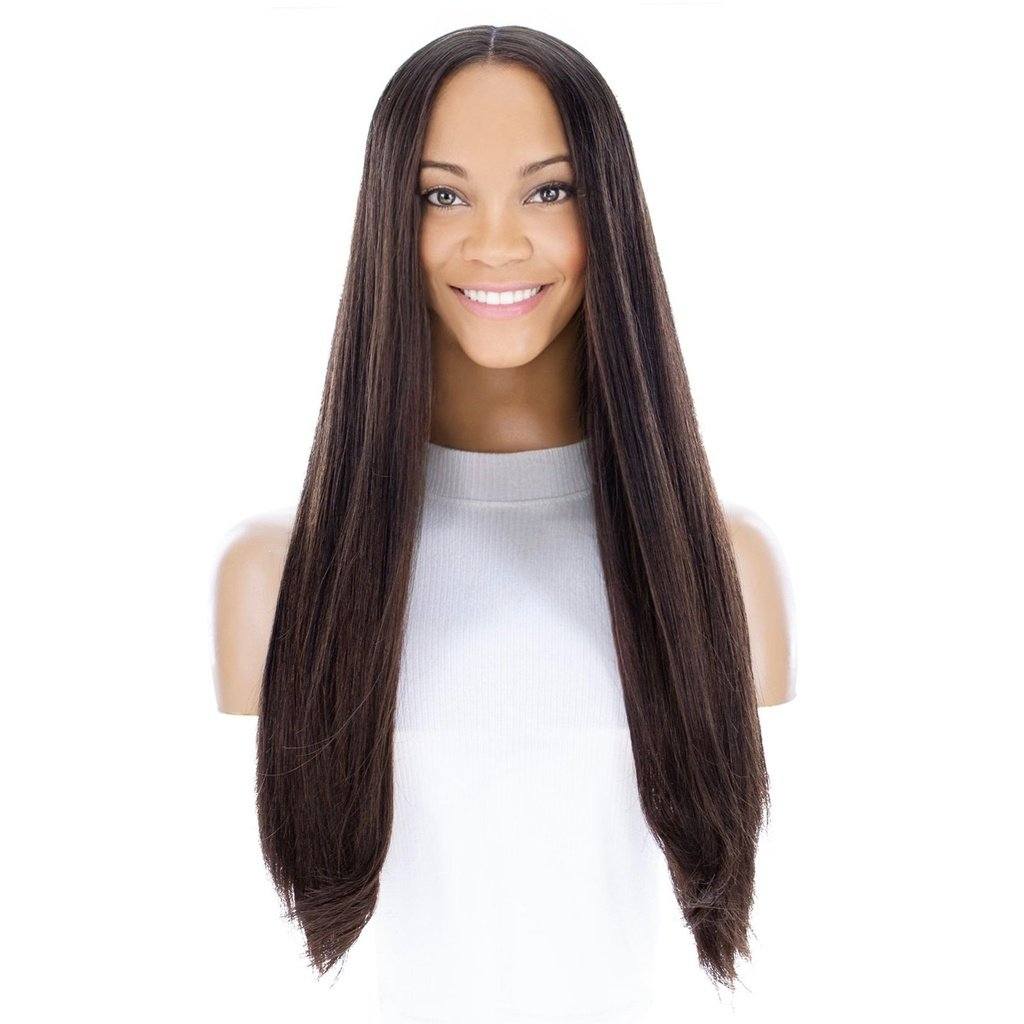 24" Divine Lace Top Wig Dark Brown Balayage - Image 3