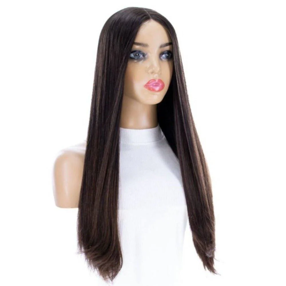24" Divine Lace Top Wig Dark Brown Balayage - Image 5