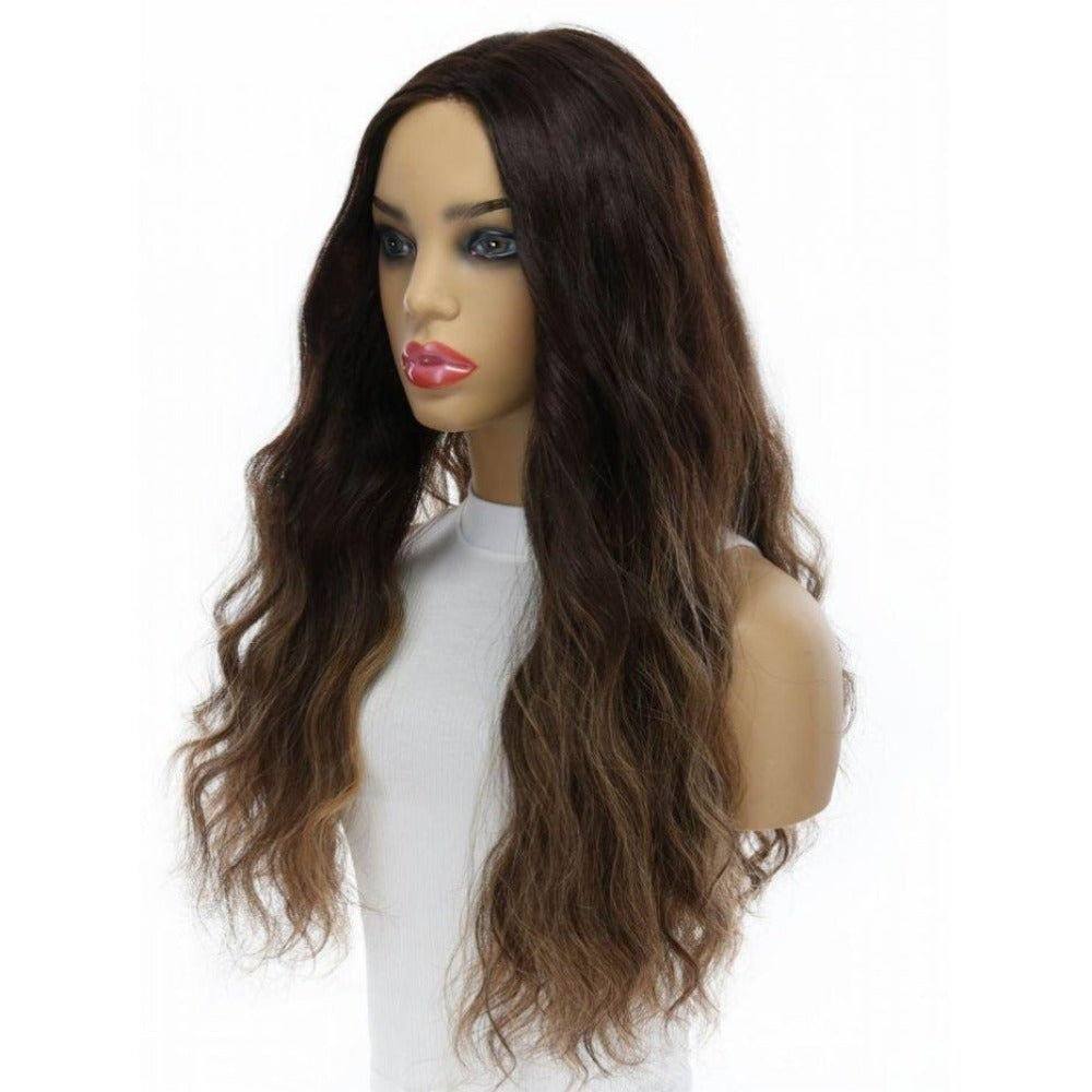 24" Divine Lace Top Wig Dark Brown Balayage Wavy - Image 3