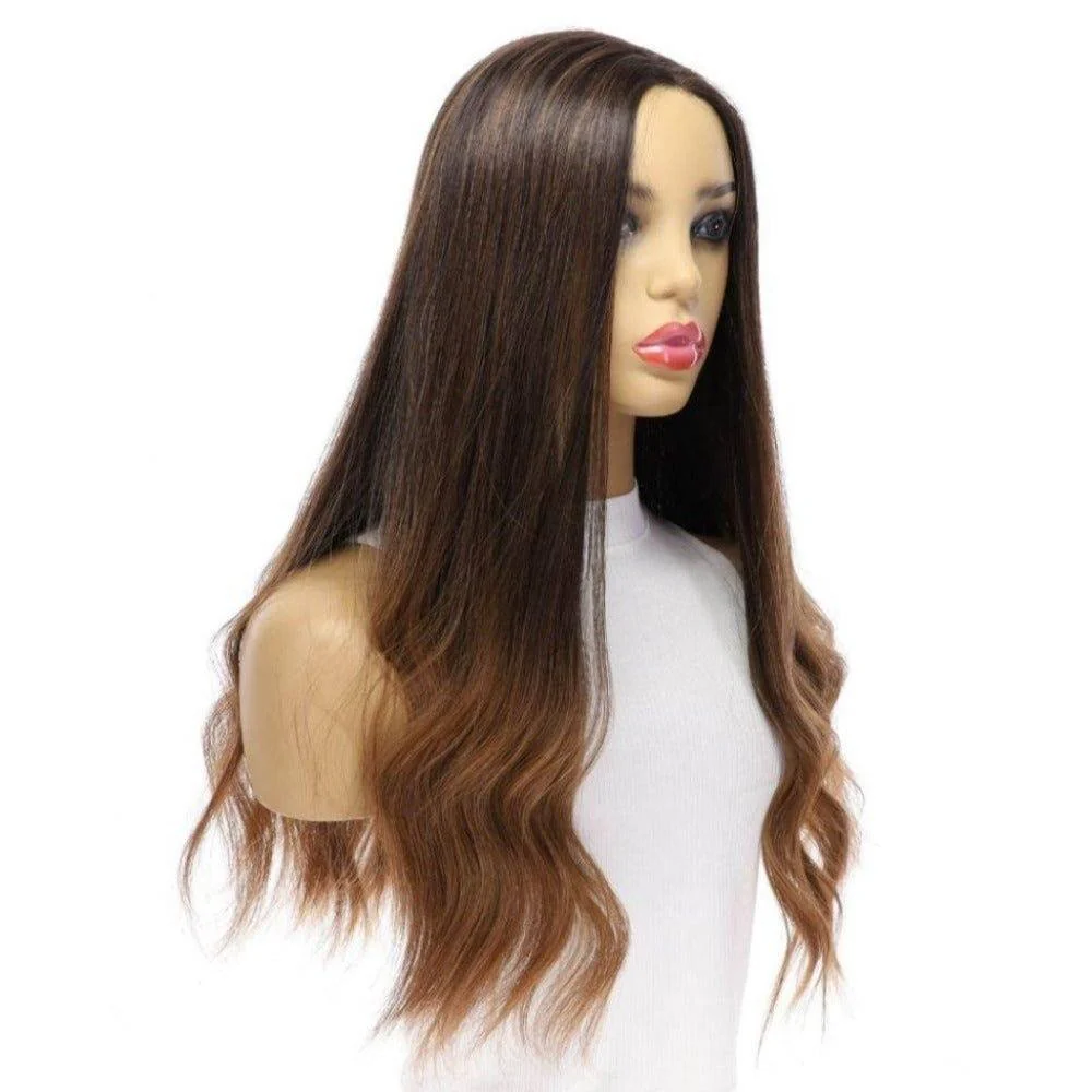 24" Divine Lace Top Wig Dark Brown Ombre - Image 4