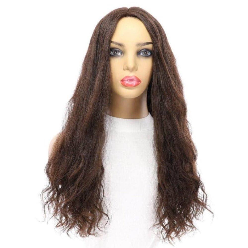 24" Divine Lace Top Wig Dark Brown Wavy - Image 4