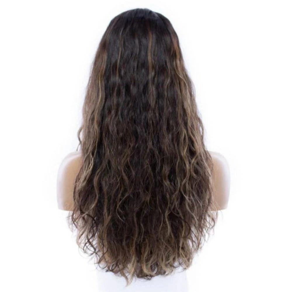 24" Divine Luxe Lace Top Wig #Dark Brown w/ Balayage Wavy - Image 3