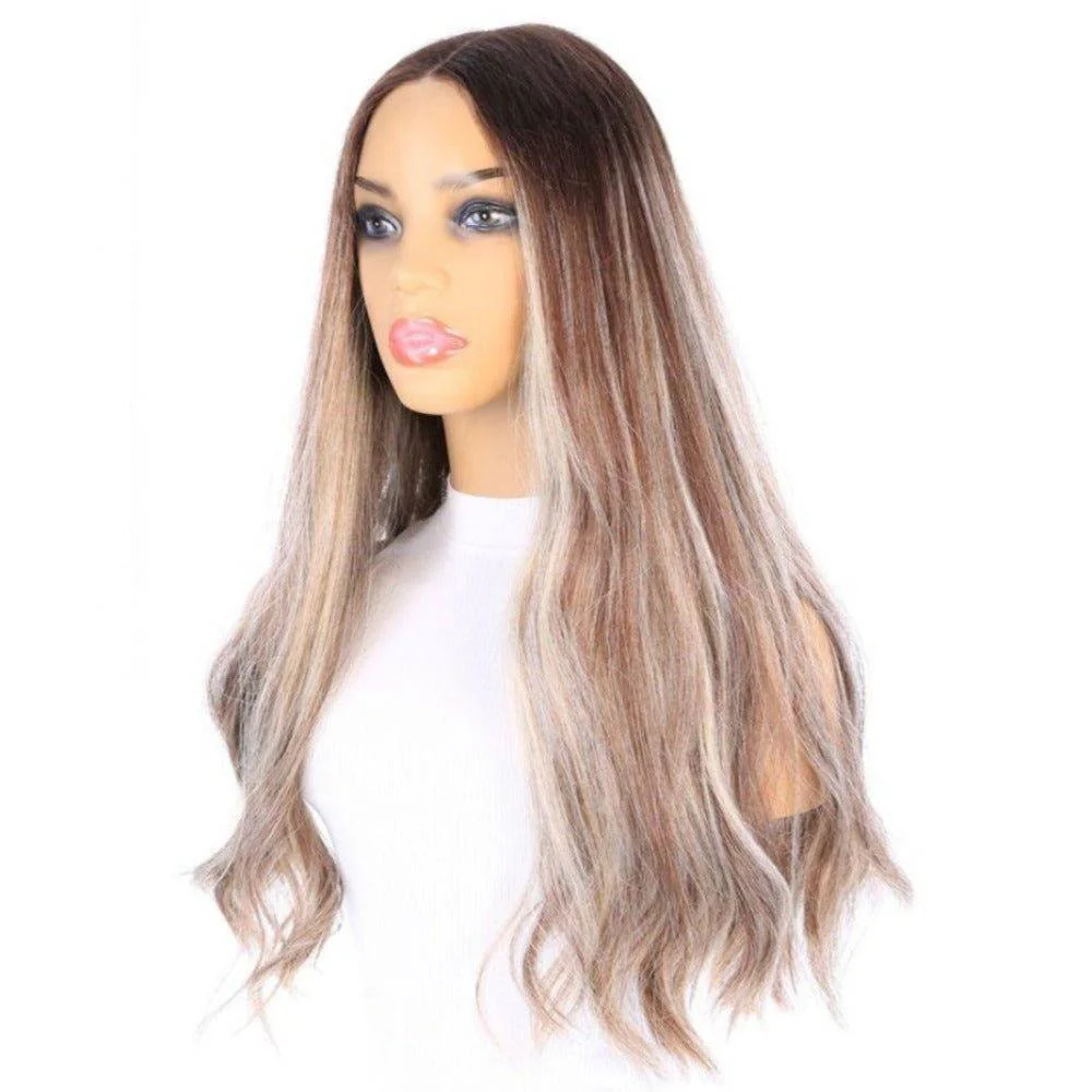 24" Divine Luxe Lace Top Wig #Medium Brown w/ Balayage & Rooting - Image 4