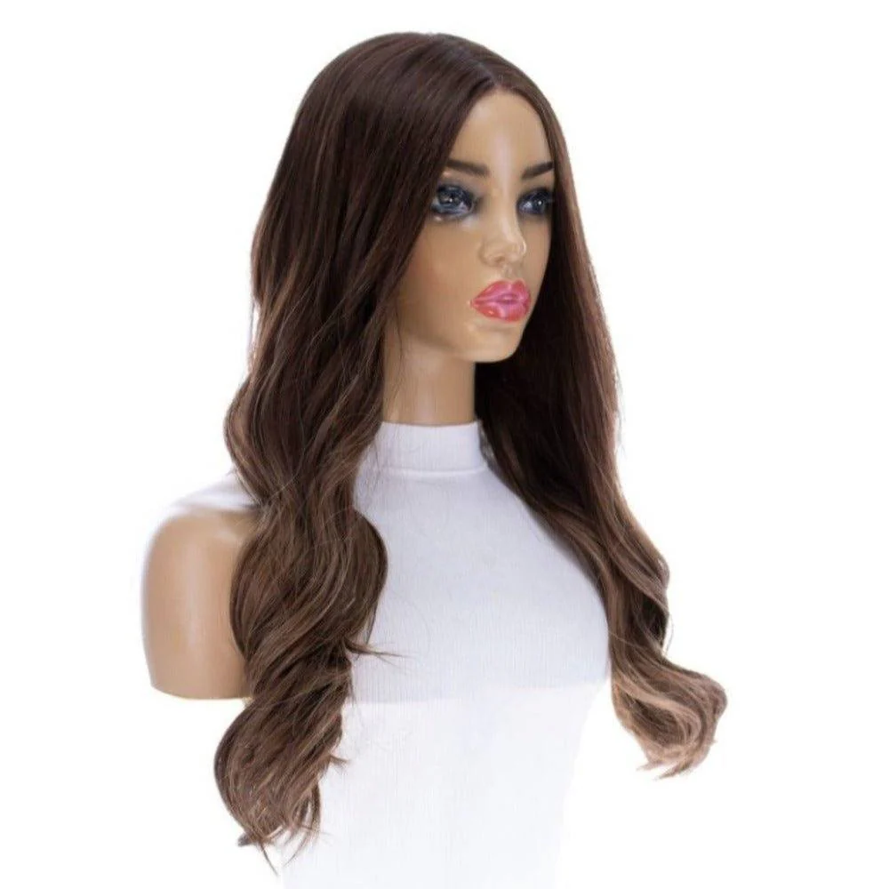 24" Divine Lace Top Wig Medium Brown Balayage - Image 5