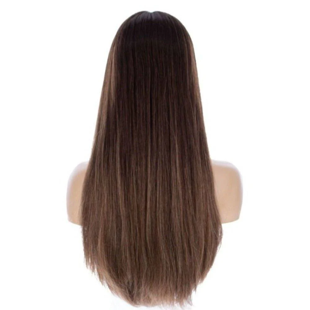 24" Divine Lace Top Wig Medium Brown Balayage - Image 9