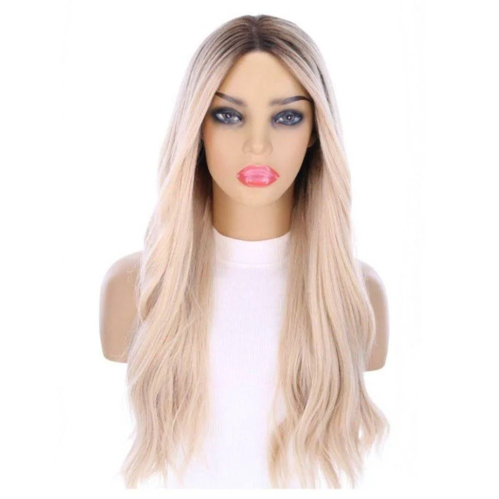 24" Divine Lace Top Wig Platinum Blonde w/ Rooting - Image 2