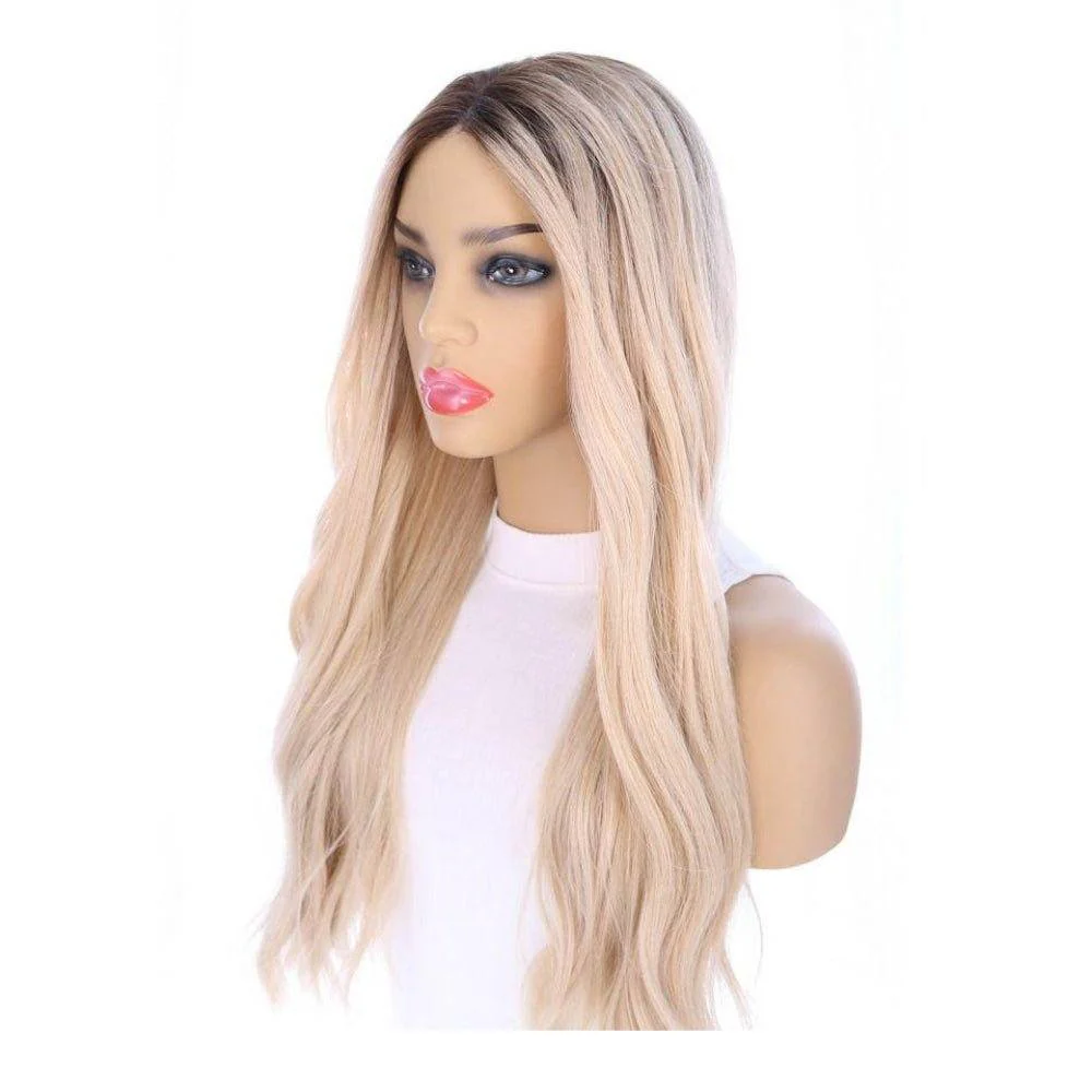 24" Divine Lace Top Wig Platinum Blonde w/ Rooting - Image 3