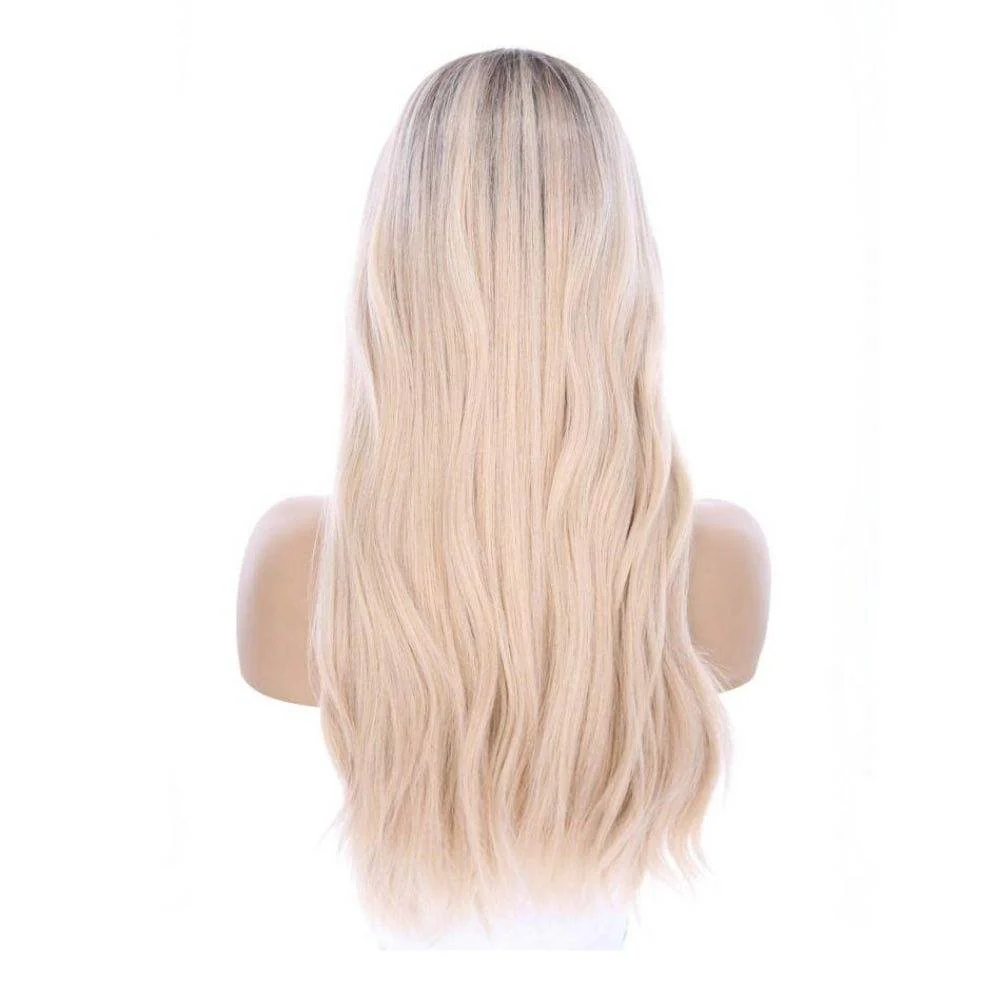 24" Divine Lace Top Wig Platinum Blonde w/ Rooting - Image 4
