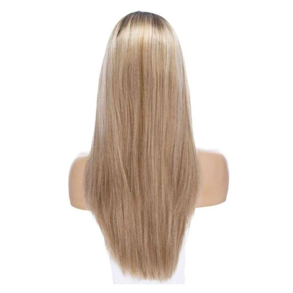 24" Gisele Silk Top Wig Ash Blonde w/ Rooting - Image 3